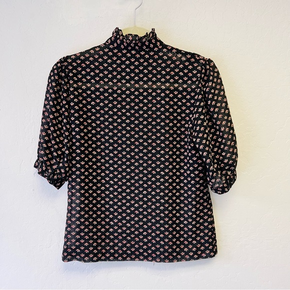 Vintage Western Sheer Black and Red Blouse - Picture 6 of 9